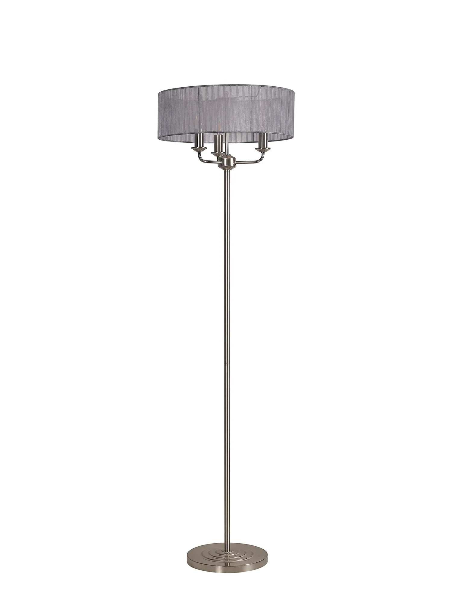 Banyan 45cm 3 Light Floor Lamp Satin Nickel, Grey DK0930  Deco Banyan SN GR